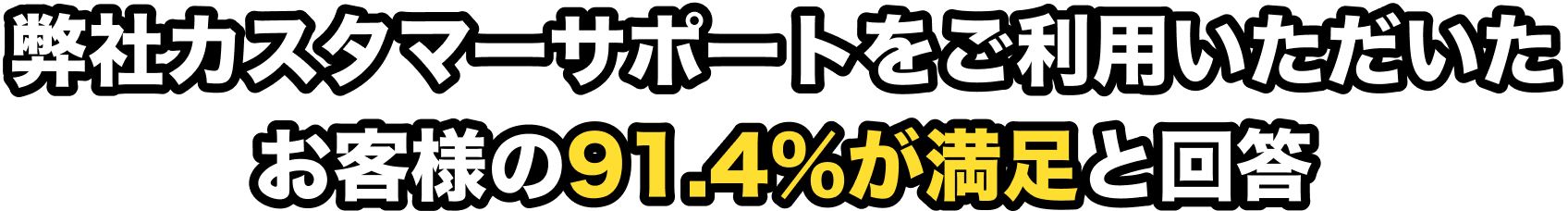 弊社カスタマーサポートをご利用いただいたお客様の91.4%が満足と回答